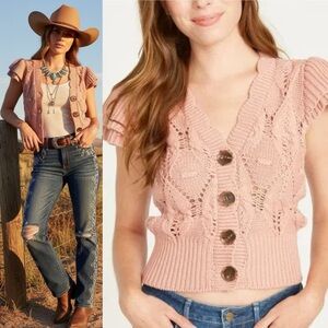 Driftwood‎ Sundance Poppi Crochet Knit Cardigan in Petal size Medium